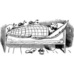 Vector miniaturile om dormi pe bug-uri pat